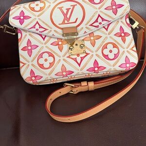 Louis Vuitton Floral Crossbody Bag in Pink and Orange